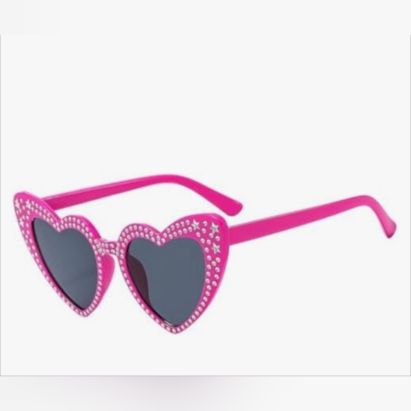 Pacific Fortune Accessories - Bejeweled Heart Shaped Hot Pink Sunglasses New With Tags